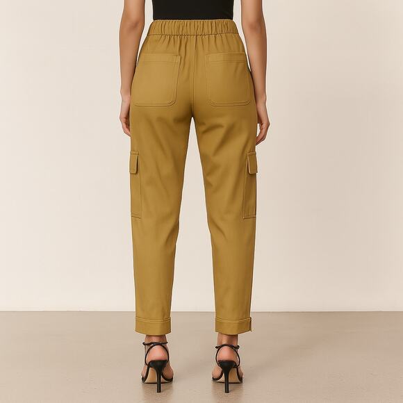 A416 • High-Waisted Mustard Cargo Pants - Picture 2 of 4
